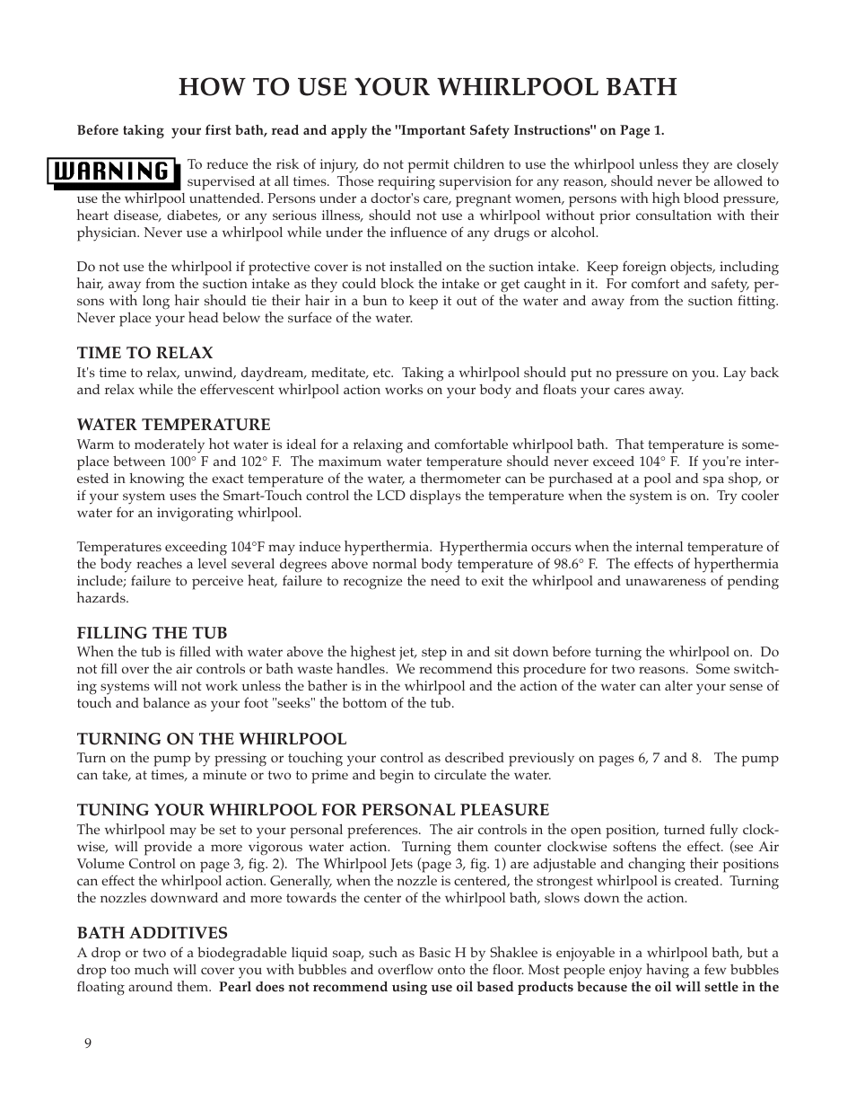 How to use your whirlpool bath | Whirlpool Maax Pearl Hot Tub User Manual | Page 10 / 16