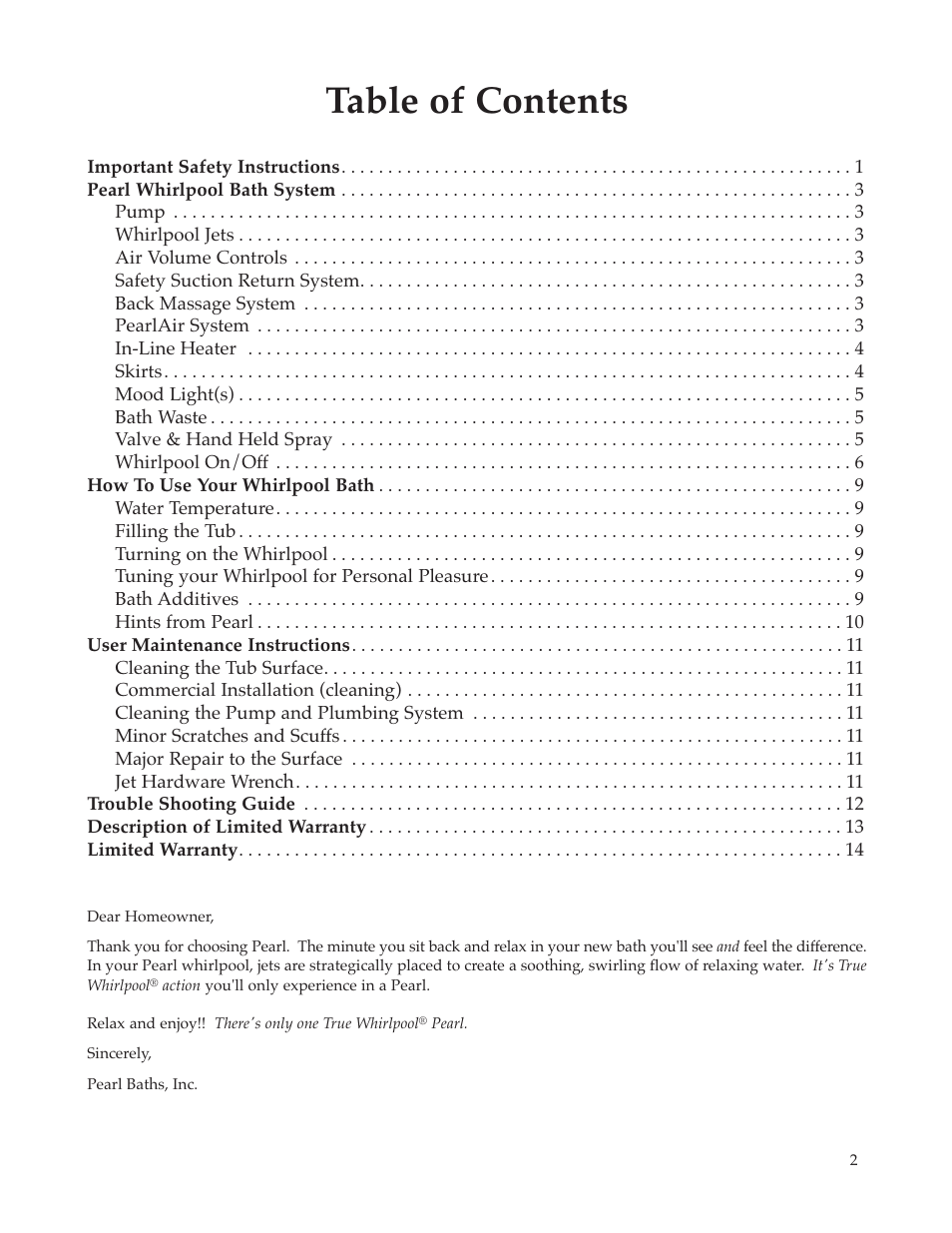 Whirlpool Maax Pearl Hot Tub User Manual | Page 3 / 16