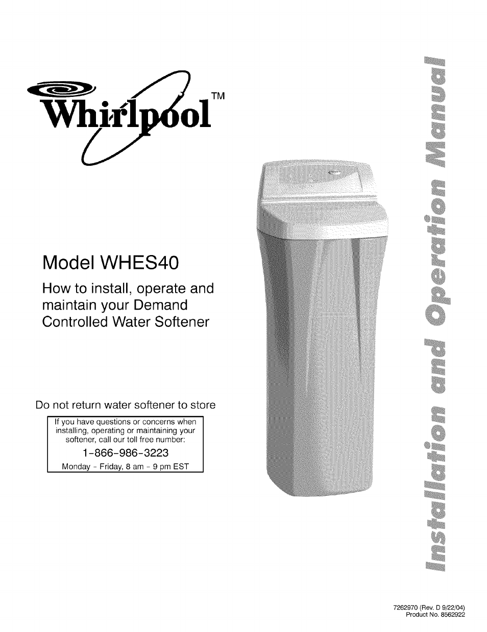 Whirlpool WHES40 User Manual | 36 pages