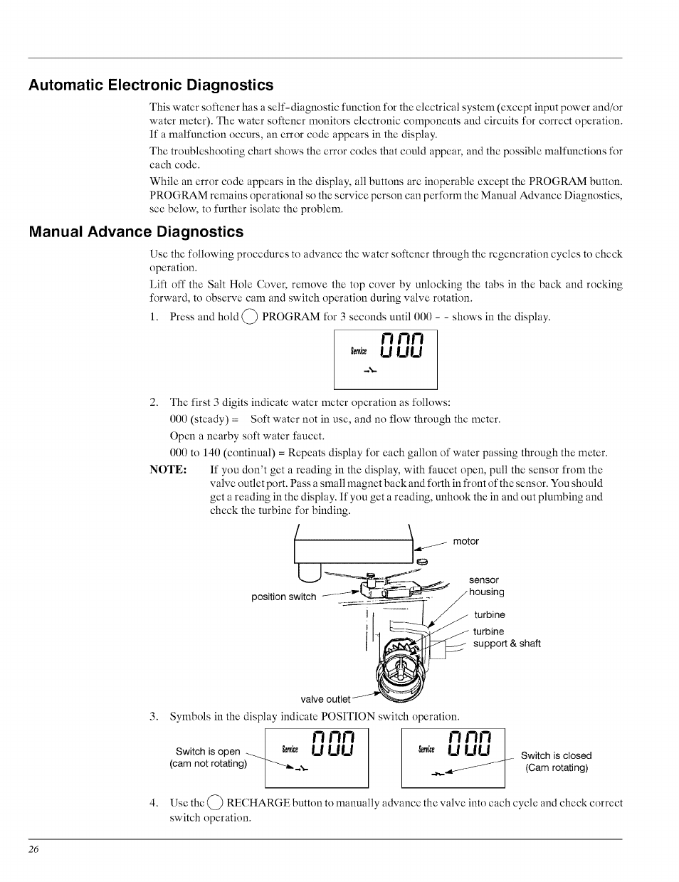 Automatic electronic diagnostics, Manual advance diagnostics, N лп и uli | Nn smice, Ijfj, Fj jjlj | Whirlpool WHES40 User Manual | Page 26 / 36