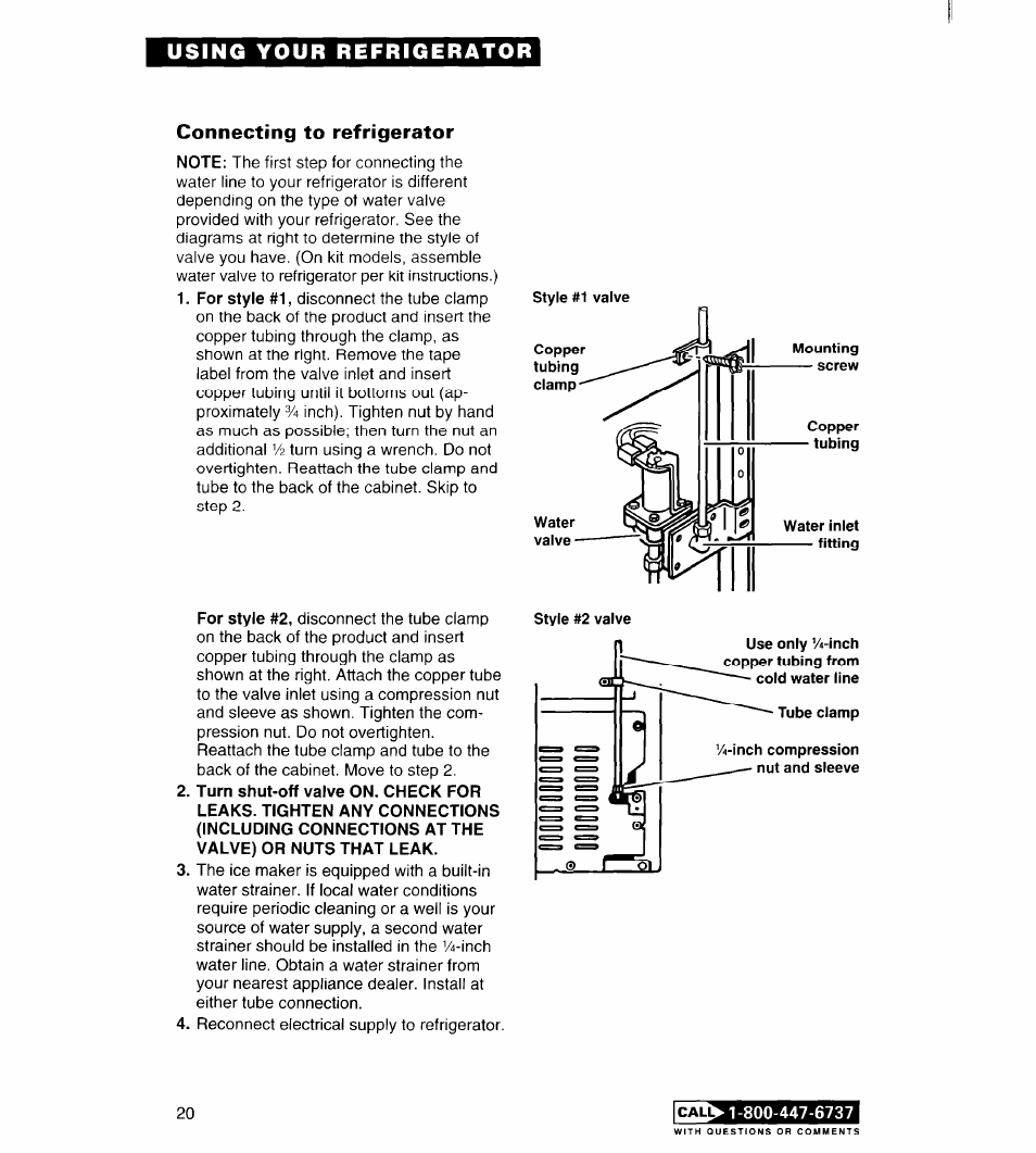 Connecting to refrigerator, I c all | Whirlpool FREEZERS User Manual | Page 20 / 36