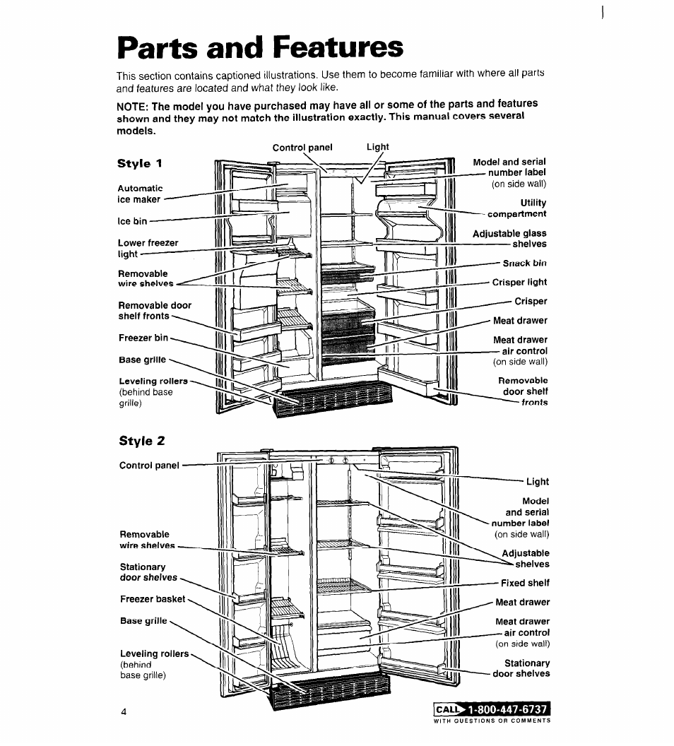 Parts and features | Whirlpool FREEZERS User Manual | Page 4 / 36
