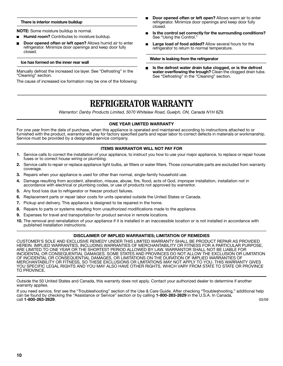 Refrigerator warranty | Whirlpool WAR349BSL User Manual | Page 10 / 28