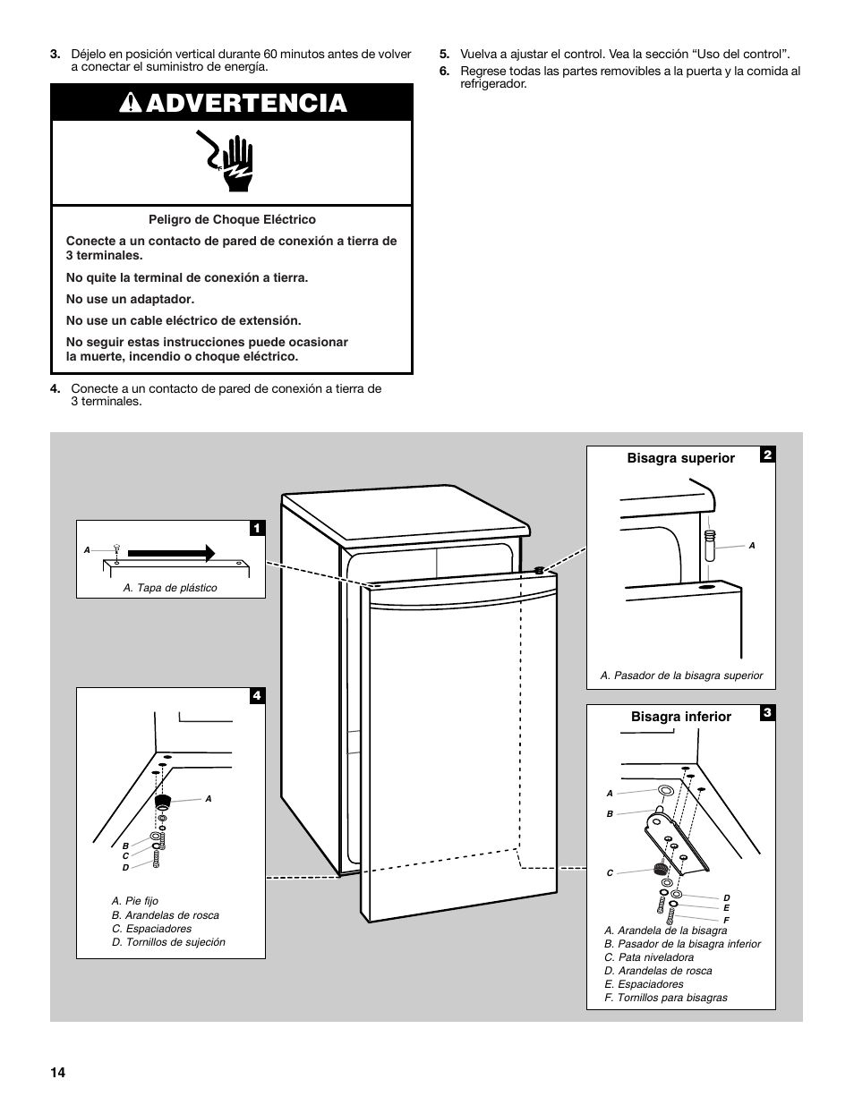 Advertencia | Whirlpool WAR349BSL User Manual | Page 14 / 28