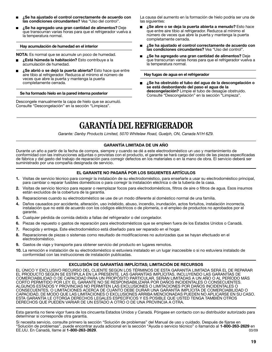 Garantía del refrigerador | Whirlpool WAR349BSL User Manual | Page 19 / 28
