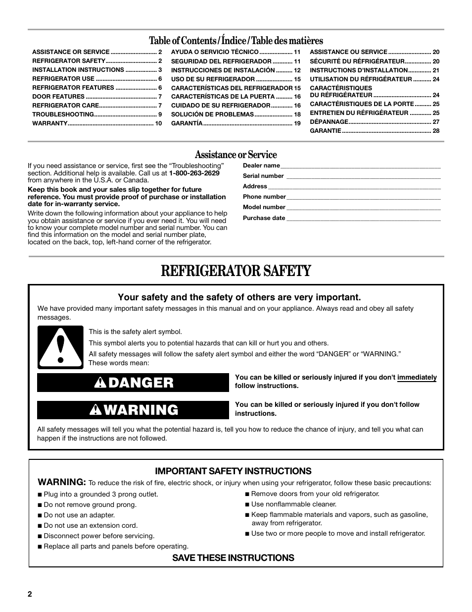 Whirlpool WAR349BSL User Manual | Page 2 / 28