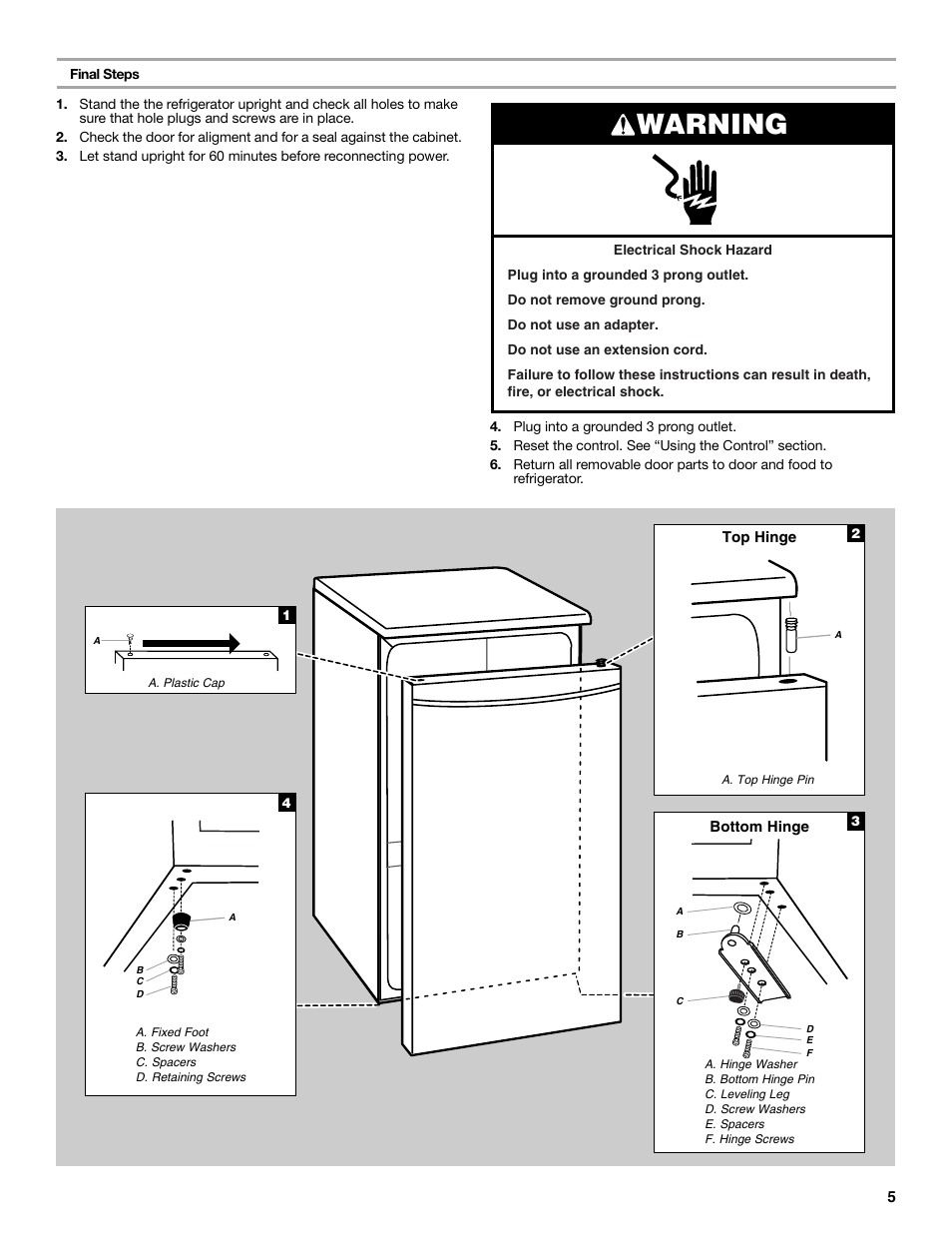 Warning | Whirlpool WAR349BSL User Manual | Page 5 / 28