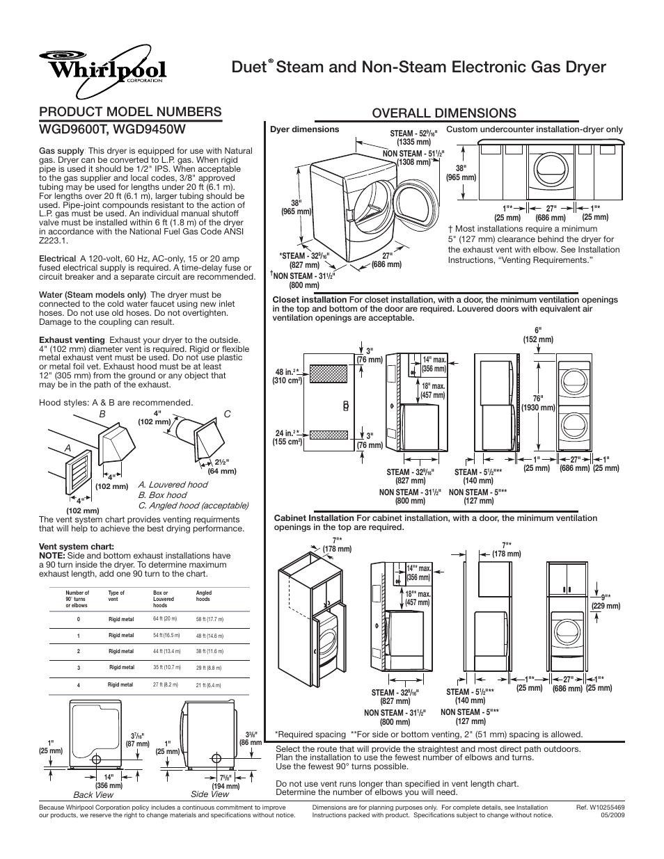 Whirlpool Duet WGD9450W User Manual | 1 page