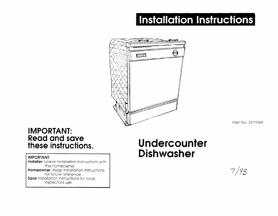 Whirlpool 3374369 User Manual | 7 pages