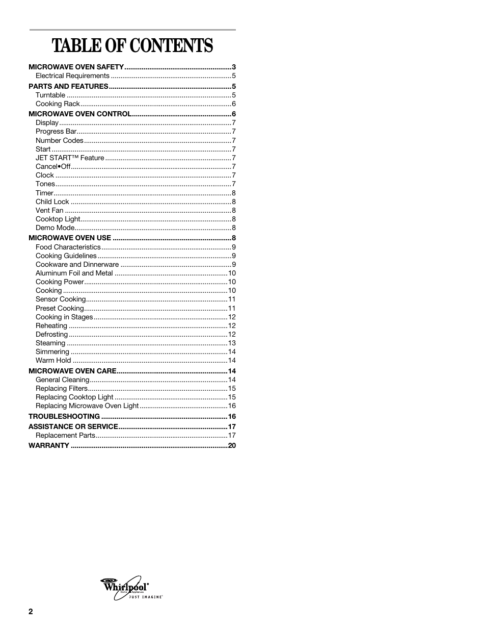 Whirlpool GH8155XM User Manual | Page 2 / 20