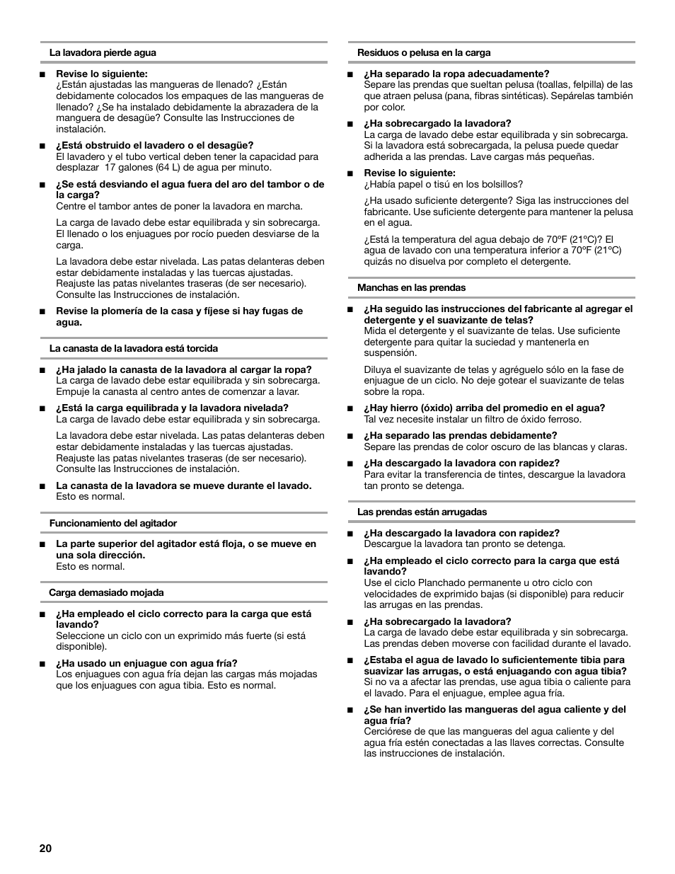 Whirlpool 8316464 User Manual | Page 20 / 24