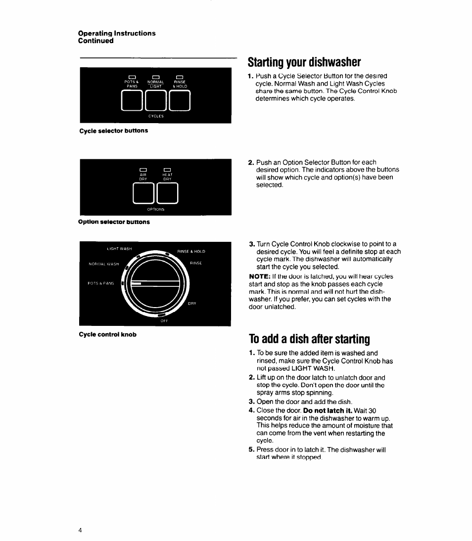 Starting your dishwasher | Whirlpool 8500 User Manual | Page 4 / 23