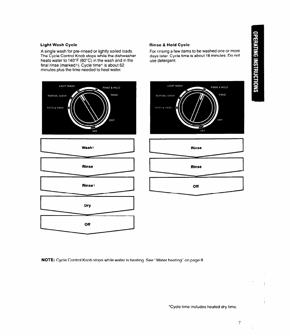 Light wash cycle, Rinse & hold cycle | Whirlpool 8500 User Manual | Page 7 / 23
