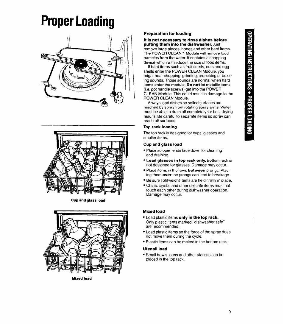 Proper loading, Preparation for loading, Mixed load | Utensil load | Whirlpool 8500 User Manual | Page 9 / 23