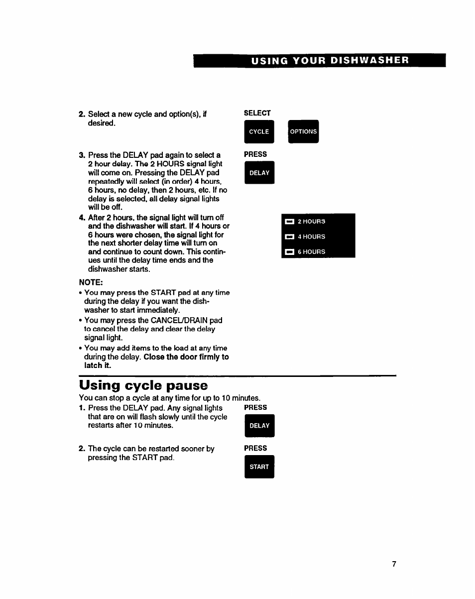 Using cycle pause | Whirlpool 9400 User Manual | Page 7 / 31