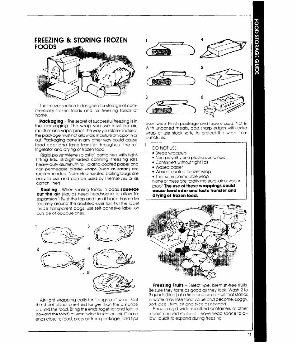 Freezing & storing frozen foods | Whirlpool ED19CK User Manual | Page 11 / 16