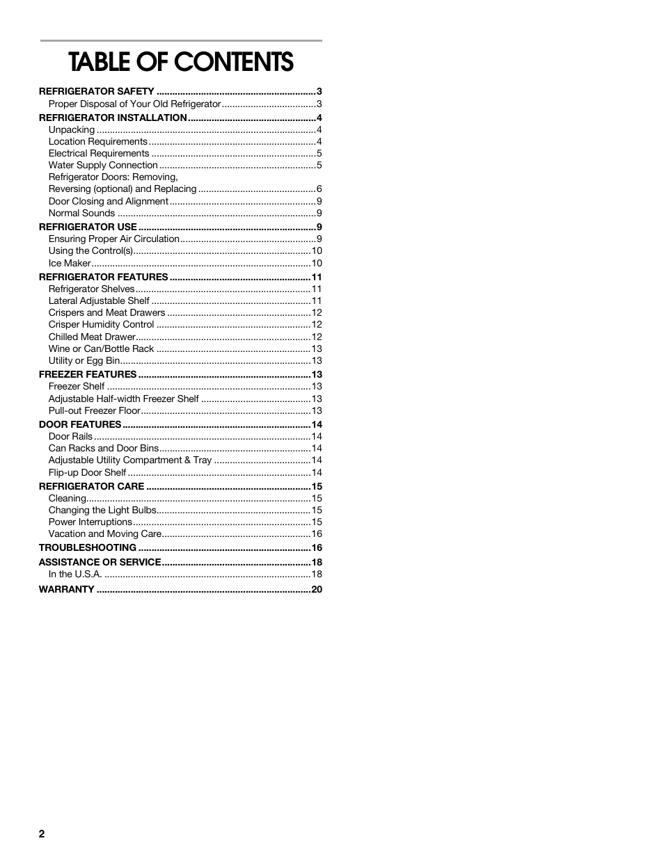 Whirlpool 2225405 User Manual | Page 2 / 20