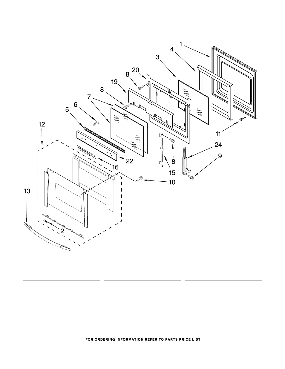 Oven door, Oven door parts | Whirlpool GBS277PRS02 User Manual | Page 4 / 7