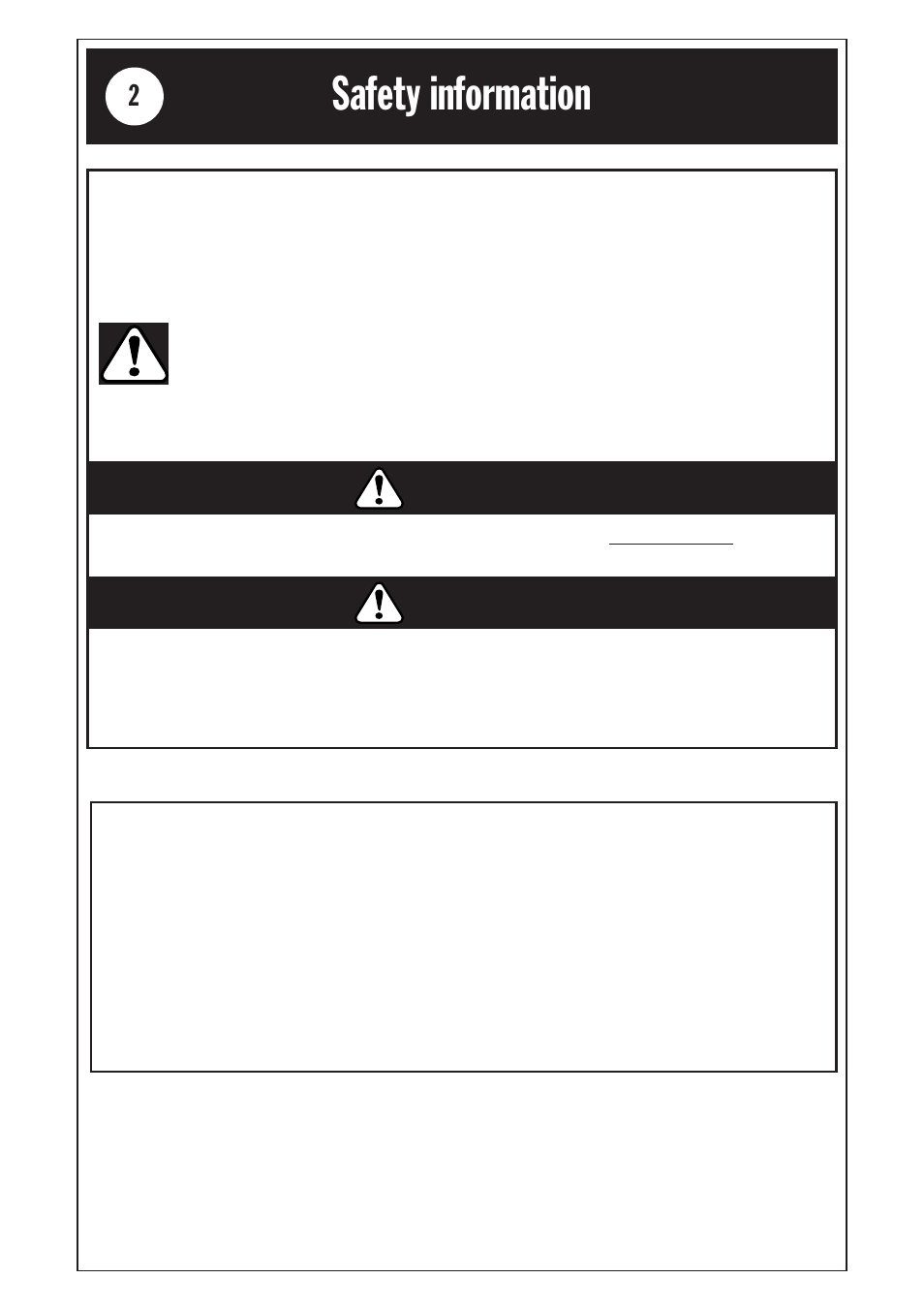 Safety information, Danger warning | Whirlpool 1185020 User Manual | Page 2 / 24