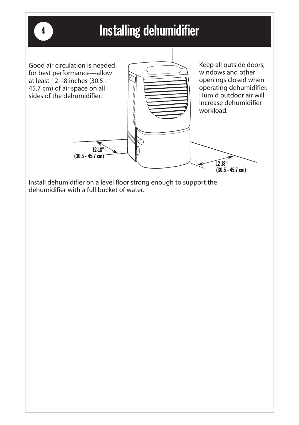 Safety information, Installing dehumidifier | Whirlpool 1185020 User Manual | Page 4 / 24