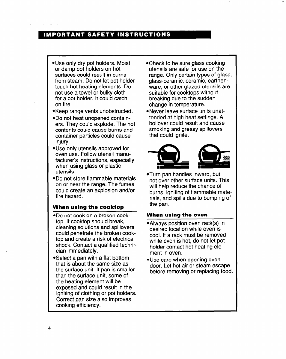 When using the cooktop, When using the oven | Whirlpool FES364B User Manual | Page 4 / 32