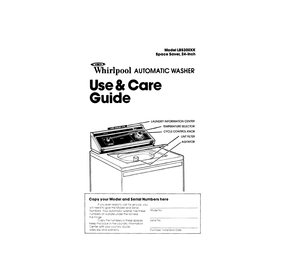 Whirlpool LB5300XK User Manual | 12 pages