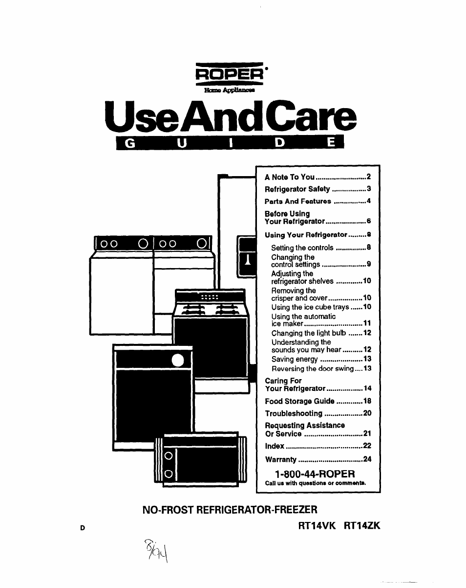 Whirlpool RT14ZK User Manual | 23 pages