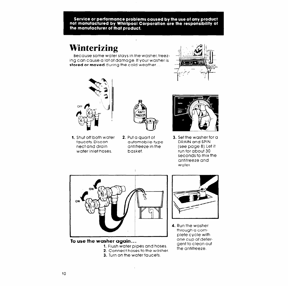 Winterizing | Whirlpool LA5OOOXP User Manual | Page 10 / 12