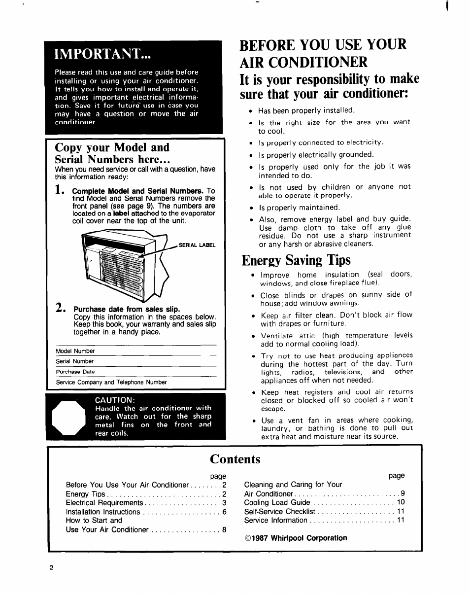 Whirlpool ACE094XM0 User Manual | Page 2 / 12