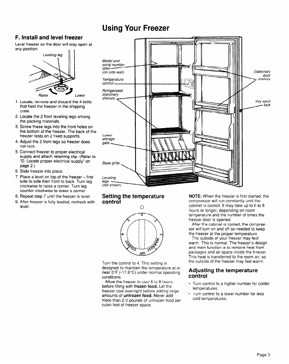 Using your freezer | Whirlpool TVF15FR User Manual | Page 3 / 8