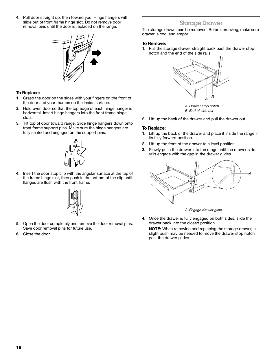 Storage drawer | Whirlpool 9762362A User Manual | Page 16 / 20