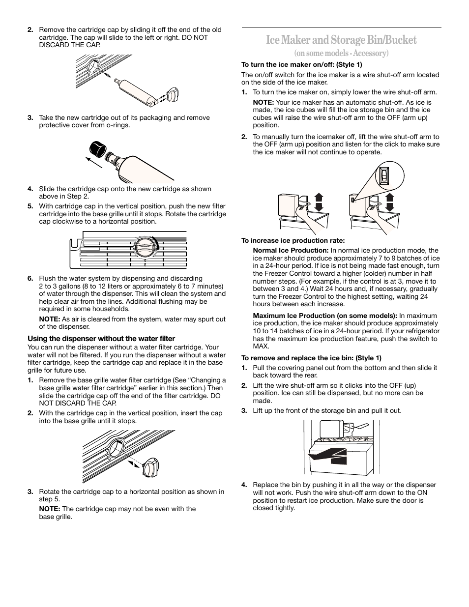 Ice maker and storage bin/bucket, On some models - accessory) | Whirlpool 2211657 User Manual | Page 13 / 93