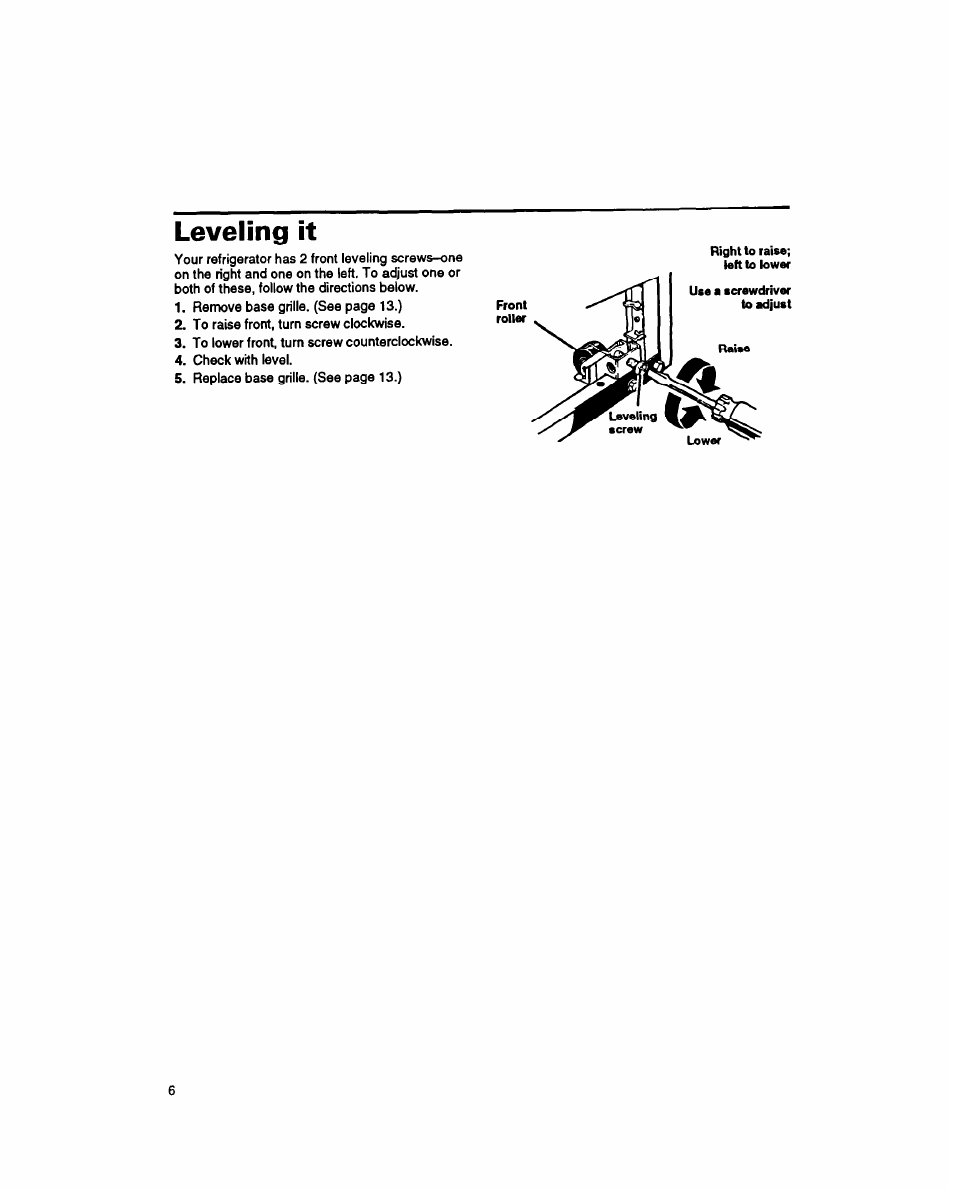 Leveling it | Whirlpool 8ET20DK User Manual | Page 7 / 23