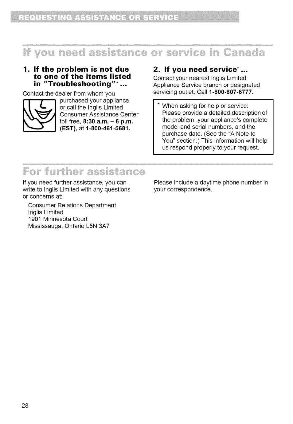 If you need service | Whirlpool 980 User Manual | Page 28 / 30