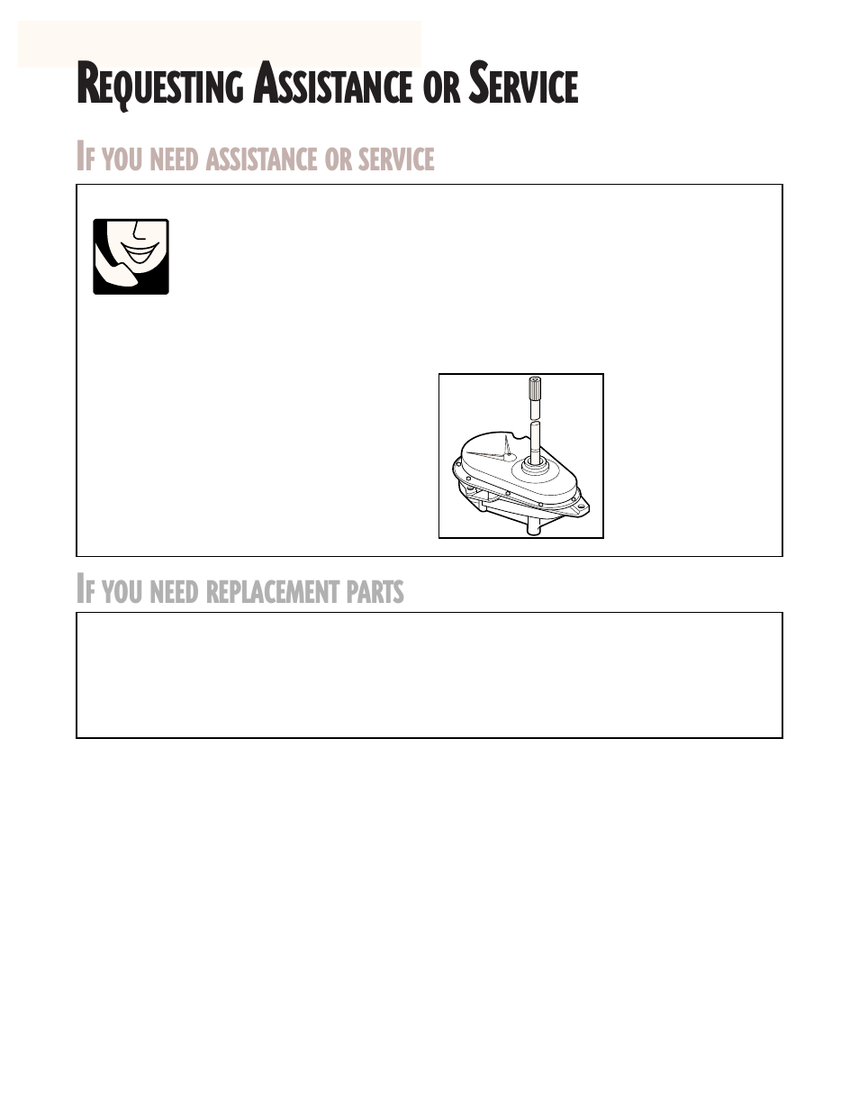 Requesting assistance or service, Equesting, Ssistance or | Ervice, F you need assistance or service, F you need replacement parts | Whirlpool 6LSR7244EQ0 User Manual | Page 16 / 16