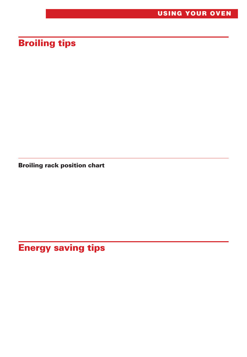 Broiling tips, Energy saving tips | Whirlpool SB160PEE User Manual | Page 19 / 40
