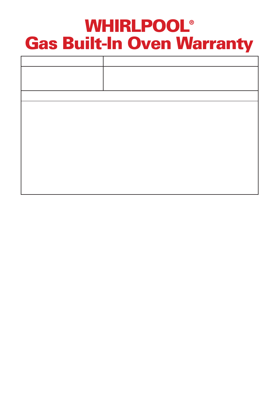 Warranty, Whirlpool, Gas built-in oven warranty | Whirlpool SB160PEE User Manual | Page 40 / 40