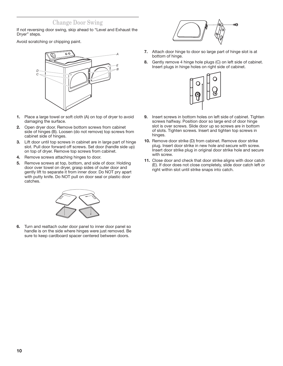 Change door swing | Whirlpool 3397627C User Manual | Page 10 / 12