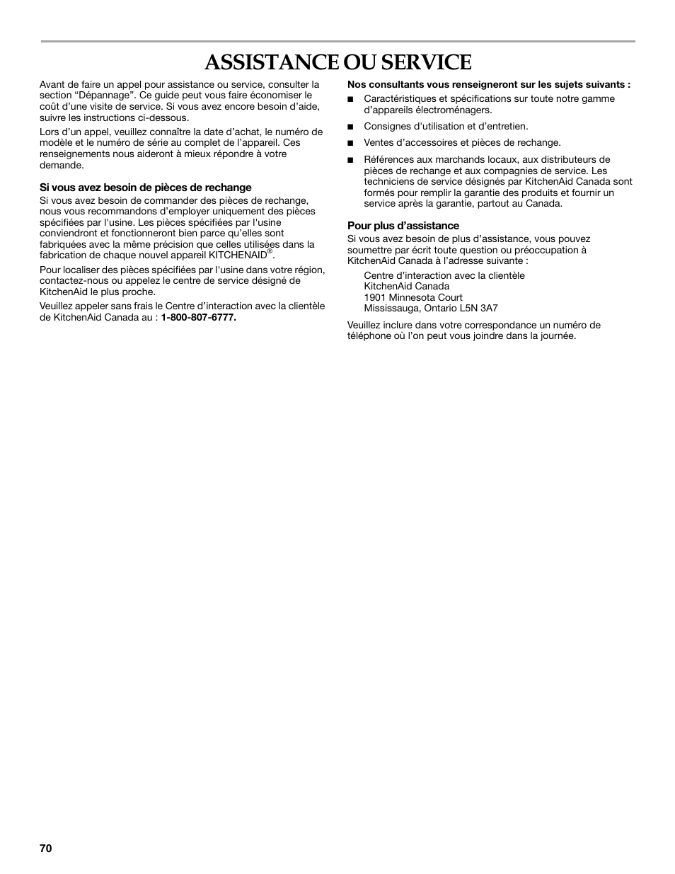 Assistance ou service | Whirlpool FRONT-LOADING GAS DRYER User Manual | Page 70 / 72