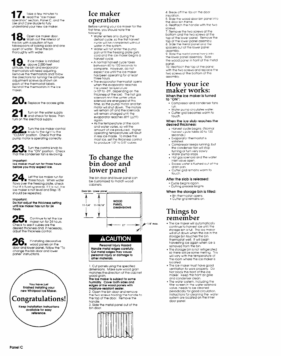 Congratulations, Ice maker operation, Acaution | How your ice maker works, Things to remember | Whirlpool 759105-U User Manual | Page 4 / 5