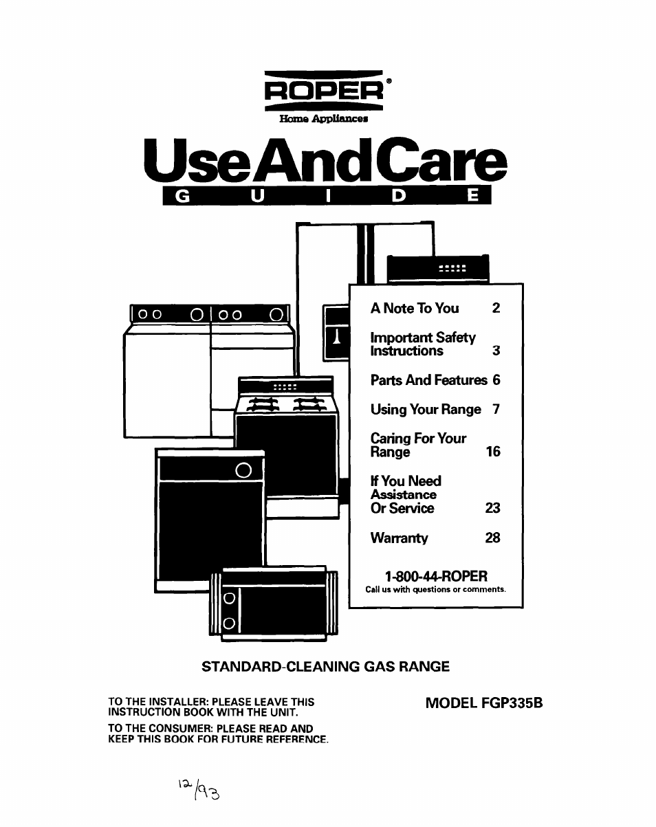 Whirlpool FGP335B User Manual | 26 pages