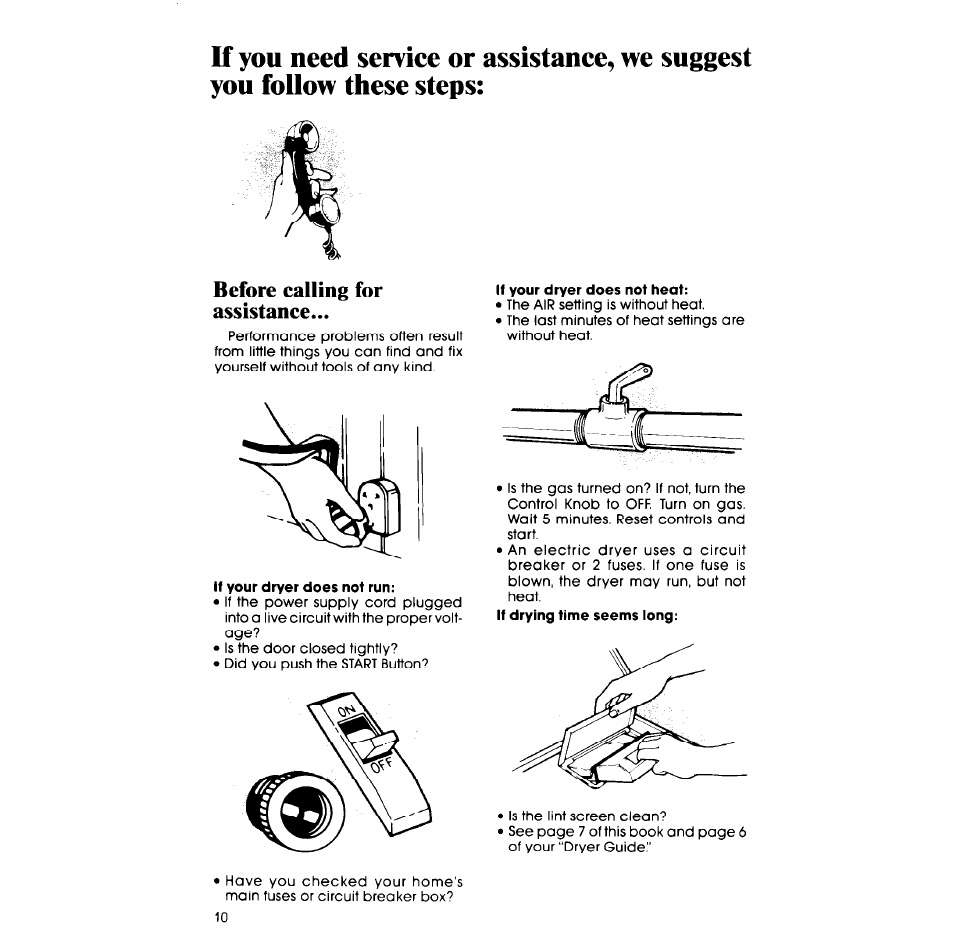 Before ealling for assistanee | Whirlpool 3LG5706XP User Manual | Page 10 / 12