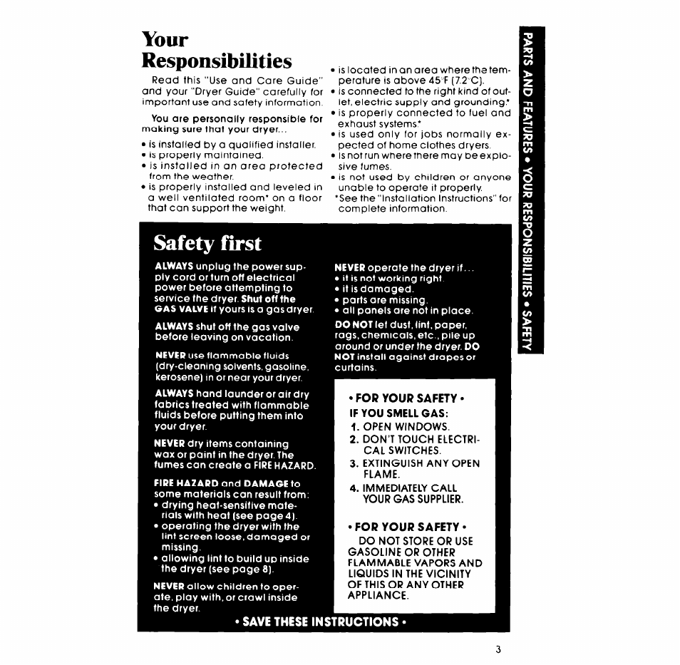 Your, Responsibilities, Safety first | Your responsibilities | Whirlpool 3LG5706XP User Manual | Page 3 / 12
