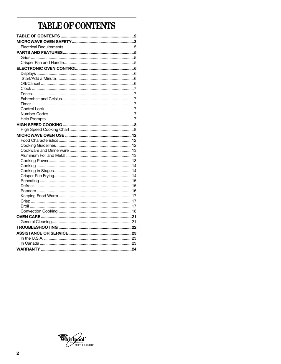 Whirlpool YGSC308 User Manual | Page 2 / 24