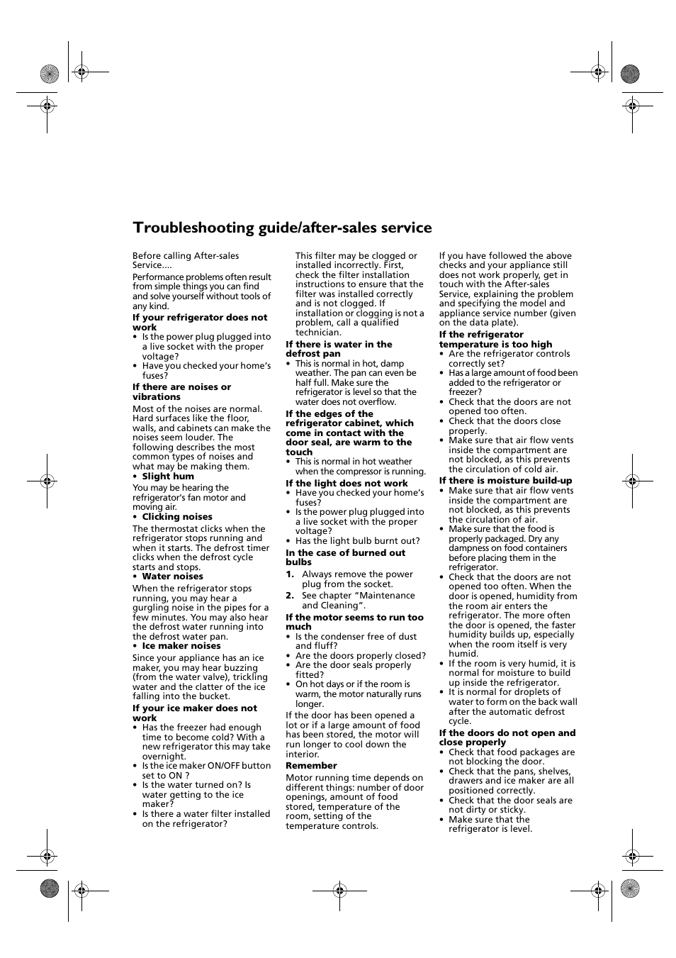 Troubleshooting guide/after-sales service | Whirlpool KSDN 5061/A User Manual | Page 21 / 23