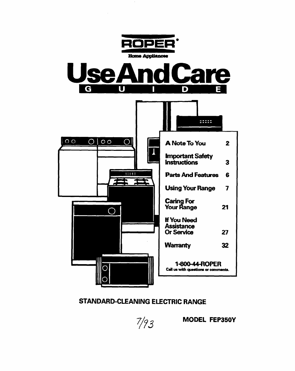 Whirlpool FEP350Y User Manual | 30 pages