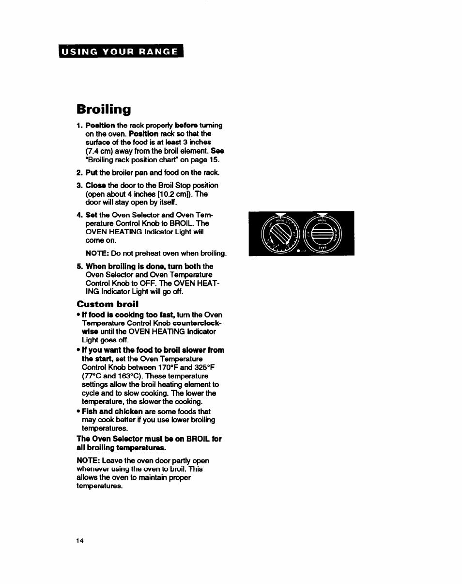 Broiling | Whirlpool FEP350Y User Manual | Page 14 / 30