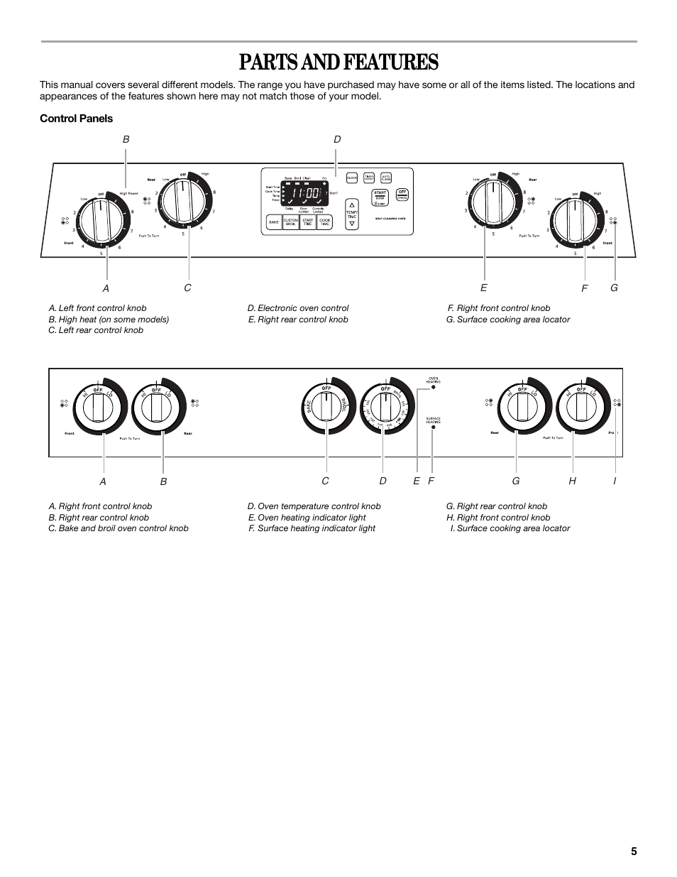 Parts and features | Whirlpool 9762358A User Manual | Page 5 / 20
