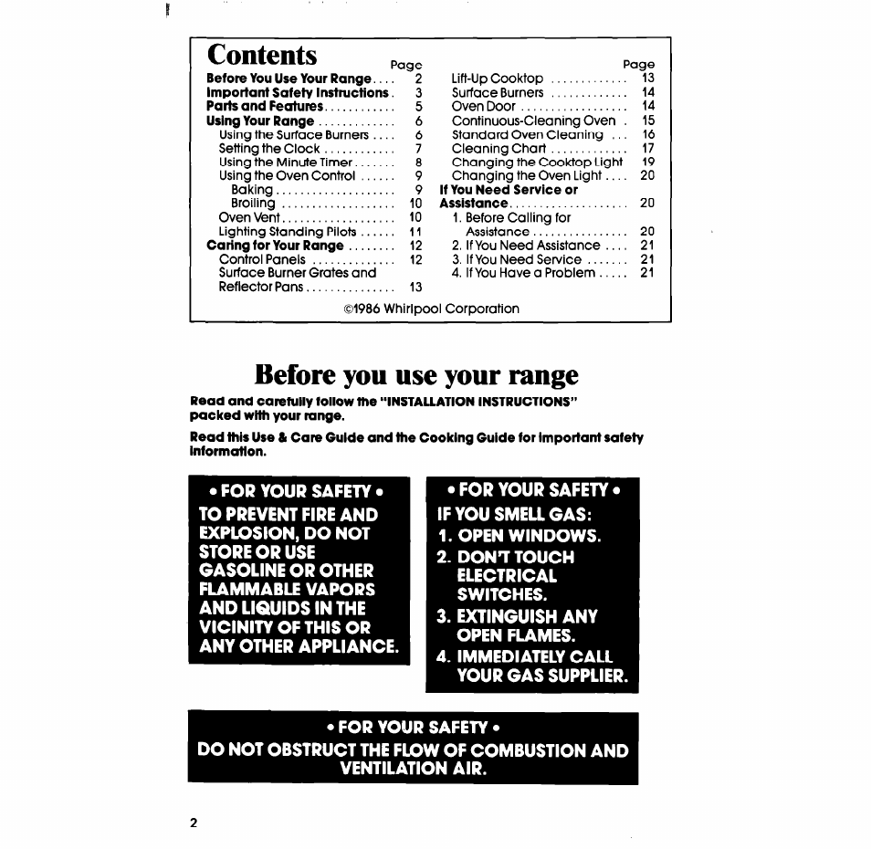 Before you use your range | Whirlpool SF335ESR/ER User Manual | Page 2 / 24