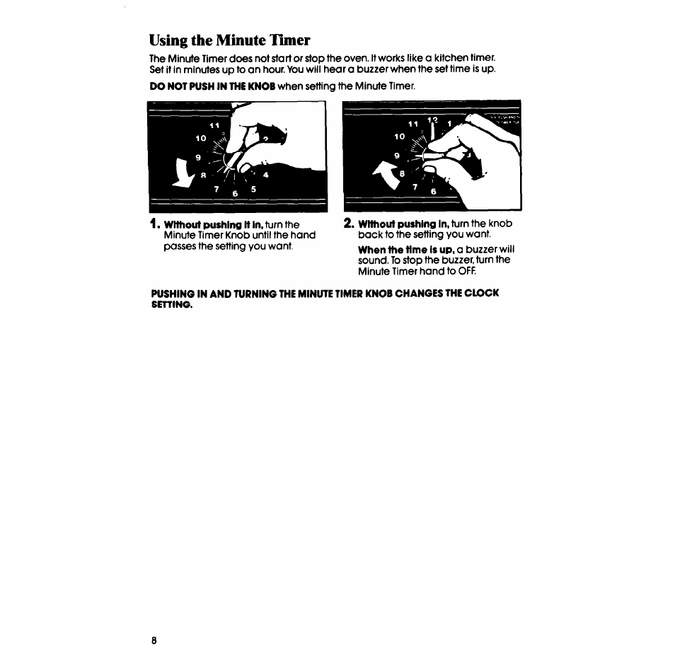 Using the minute timer | Whirlpool SF335ESR/ER User Manual | Page 8 / 24